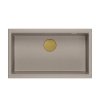 Quadron LOGAN 110 GraniteQ zlewozmywak soft taupe 76x44x23,5 cm 1-komorowy podwieszany z syfonem manualnym złoty HQD7644U4PVDG1U